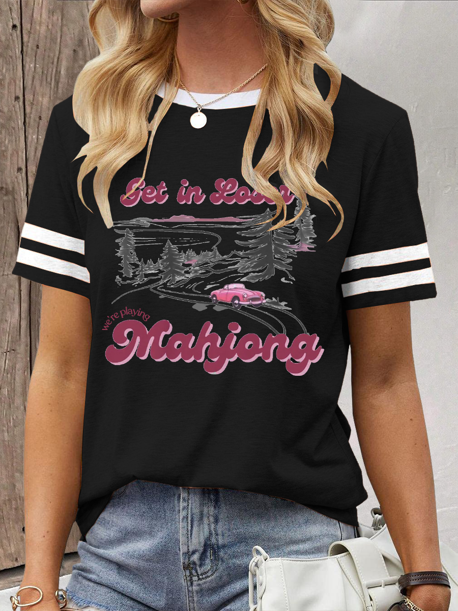 Frauen bekommen in Loser Wir spielen Mahjong Print T-Shirt