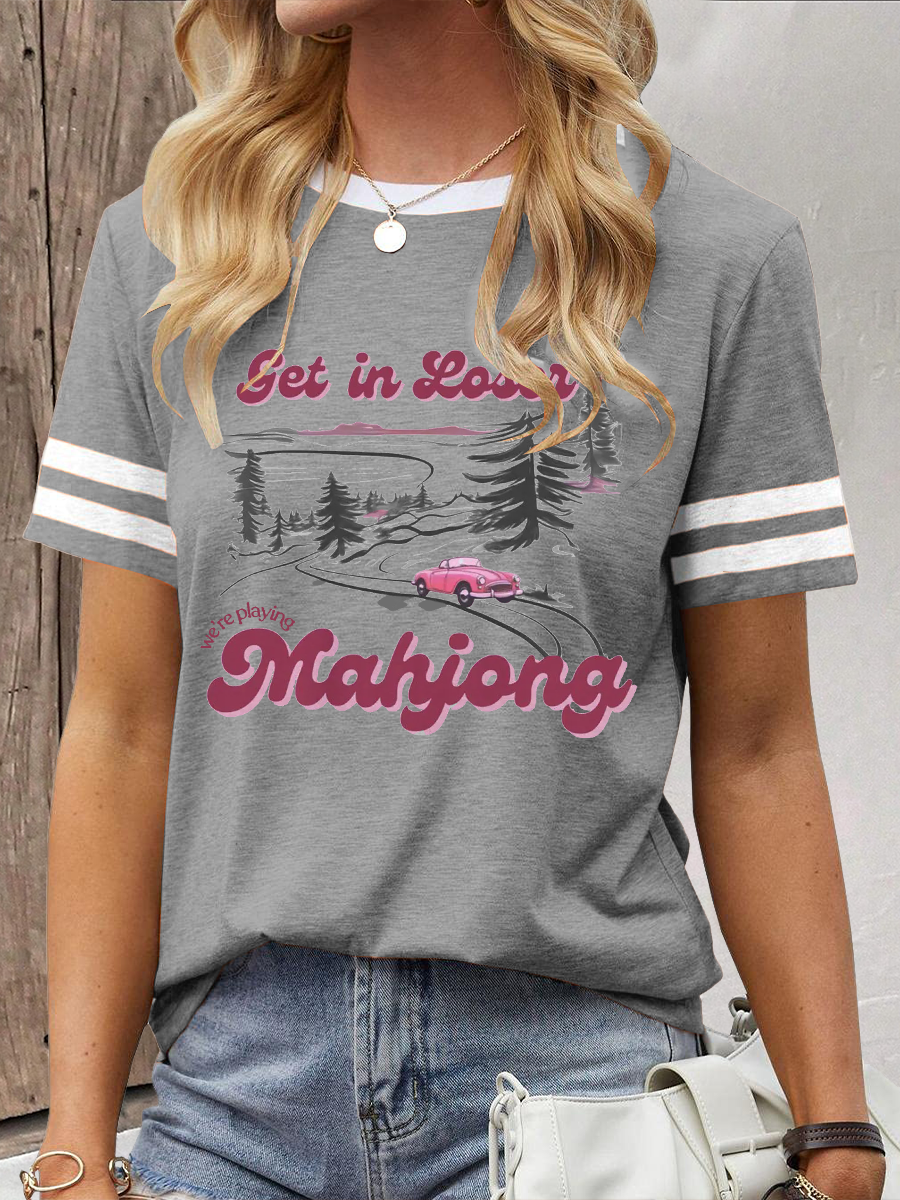Frauen bekommen in Loser Wir spielen Mahjong Print T-Shirt
