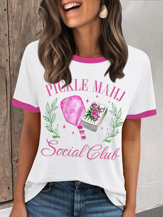 Frauen Gurke Mahj Social Club lässig T-Shirt