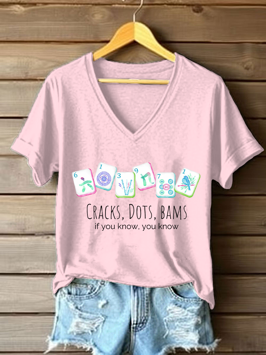 Frauen Risse, Punkte, Bams, wenn Sie wissen, kennen Sie V-Ausschnitt T-Shirts