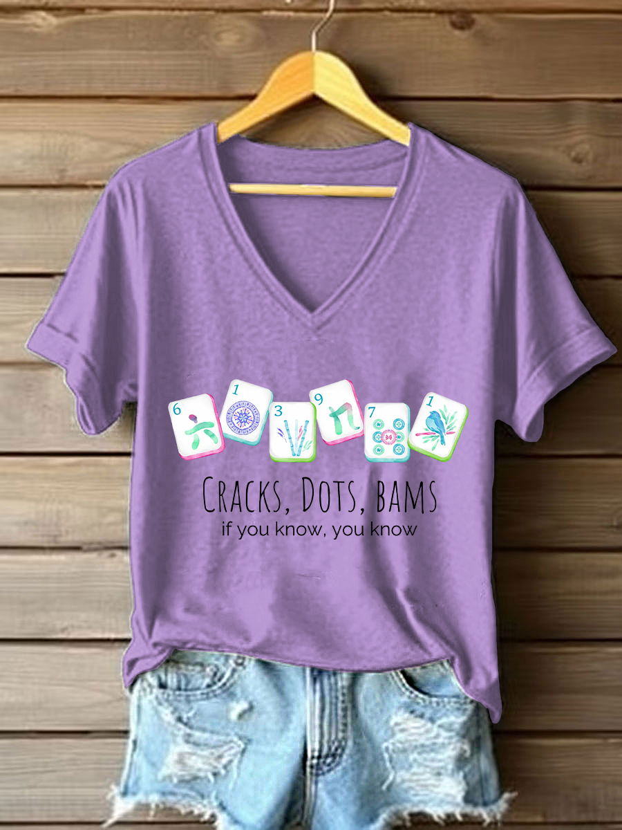 Frauen Risse, Punkte, Bams, wenn Sie wissen, kennen Sie V-Ausschnitt T-Shirts