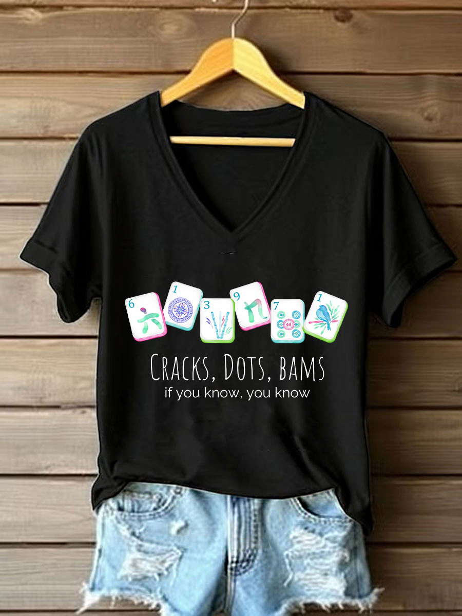 Frauen Risse, Punkte, Bams, wenn Sie wissen, kennen Sie V-Ausschnitt T-Shirts