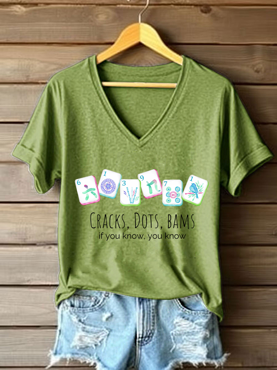Frauen Risse, Punkte, Bams, wenn Sie wissen, kennen Sie V-Ausschnitt T-Shirts