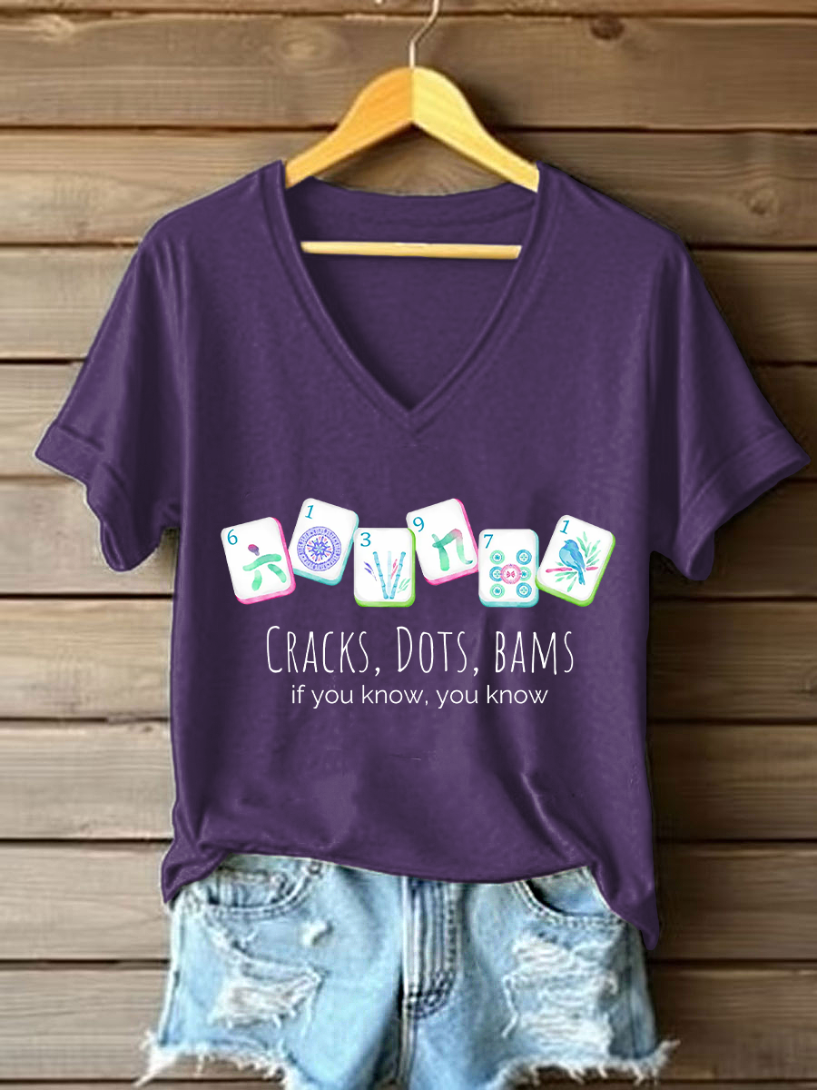 Frauen Risse, Punkte, Bams, wenn Sie wissen, kennen Sie V-Ausschnitt T-Shirts