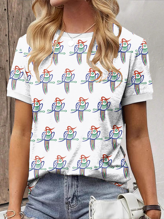 Damen Mahjong bedrucktes lässiges T-Shirt