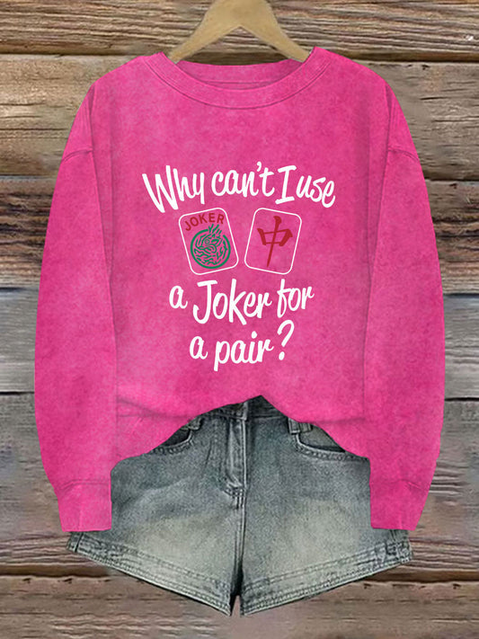 Damen Lustiges Mahjong bedrucktes lässiges Sweatshirt