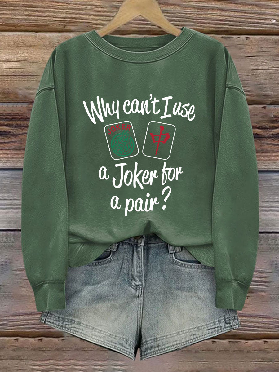 Damen Lustiges Mahjong bedrucktes lässiges Sweatshirt