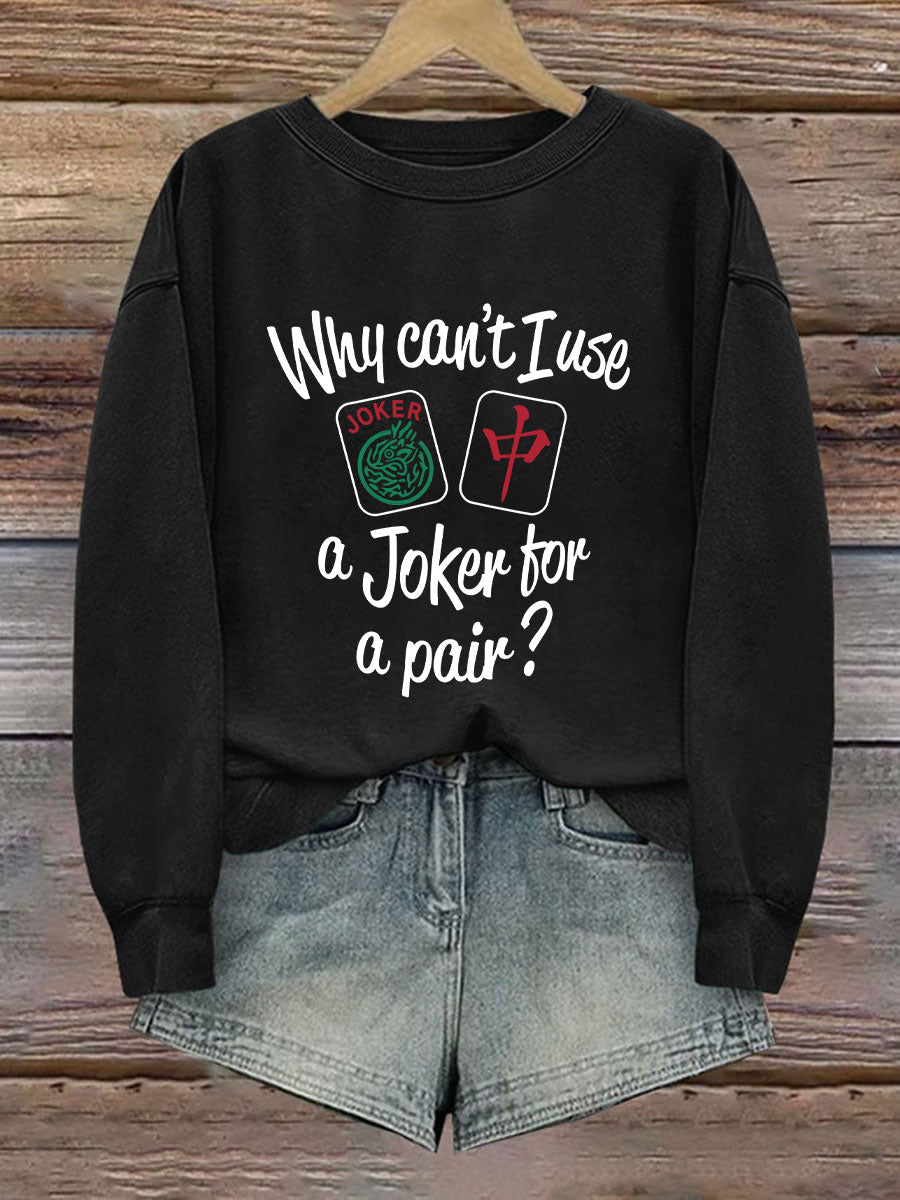 Damen Lustiges Mahjong bedrucktes lässiges Sweatshirt
