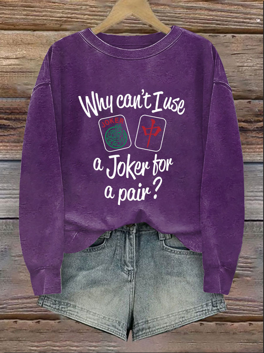 Damen Lustiges Mahjong bedrucktes lässiges Sweatshirt