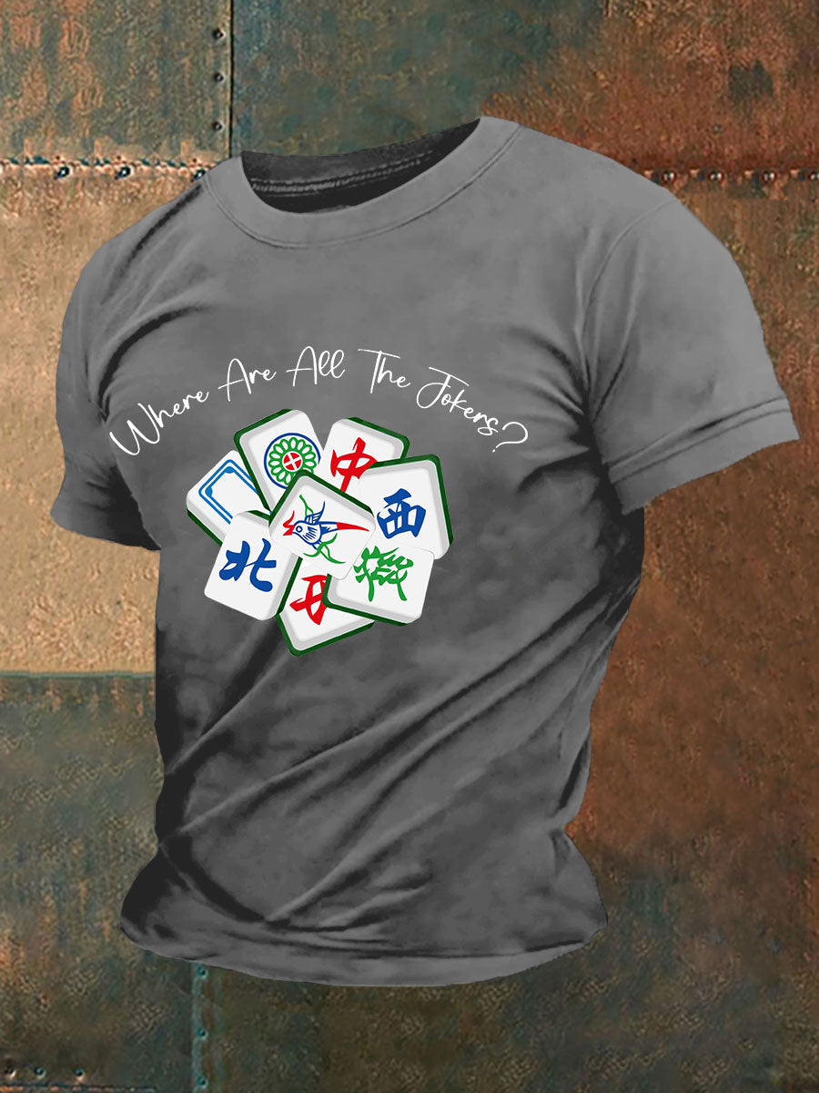 Herren-T-Shirt mit lustiger Mahjong-Print