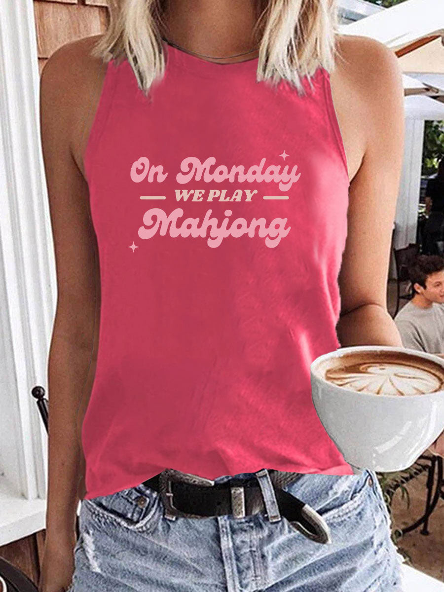 Frauen am Montag spielen wir Mahjong Print Weste