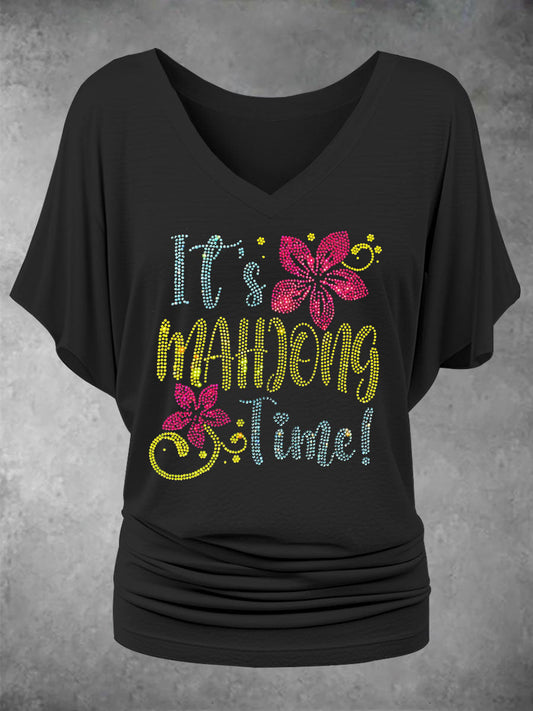 Damen-T-Shirt mit Mahjong-Print