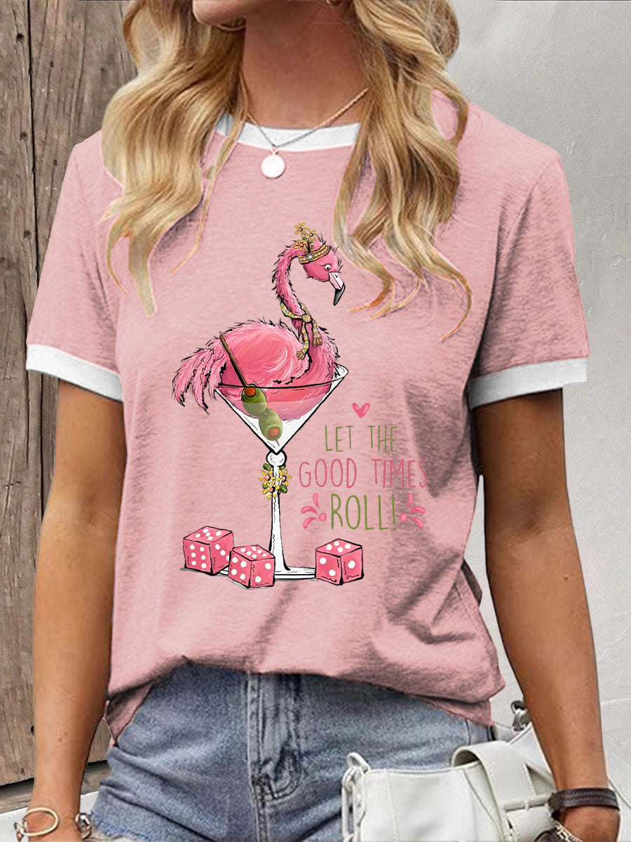 Frauen Lustiges Mahjong bedrucktes lässiges T-Shirt