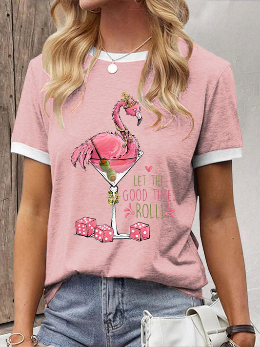 Frauen Lustiges Mahjong bedrucktes lässiges T-Shirt