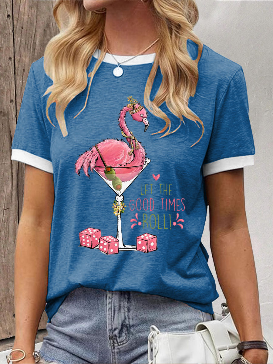 Frauen Lustiges Mahjong bedrucktes lässiges T-Shirt