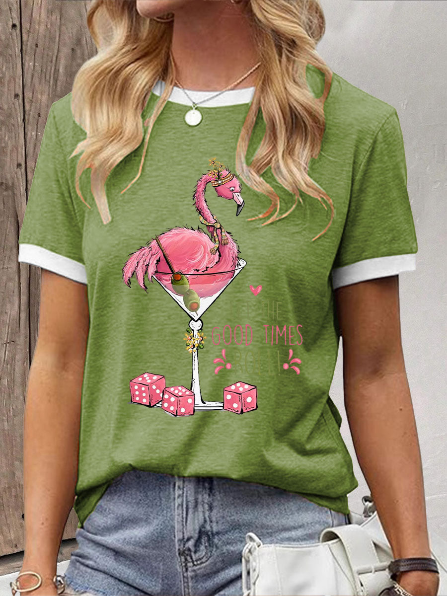 Frauen Lustiges Mahjong bedrucktes lässiges T-Shirt