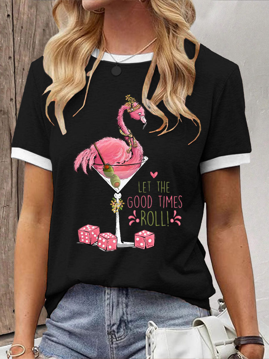 Frauen Lustiges Mahjong bedrucktes lässiges T-Shirt