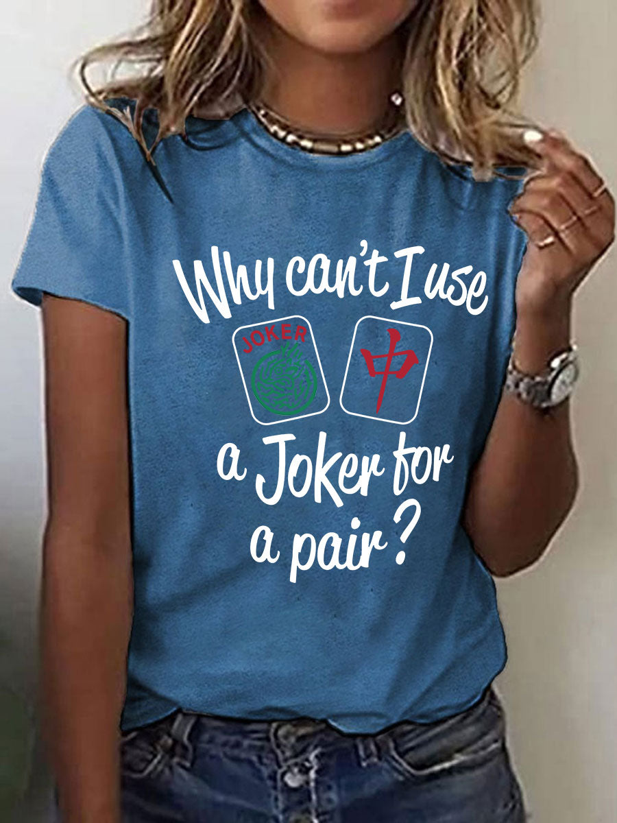 Frauen lustige Mahjong Print T-Shirt