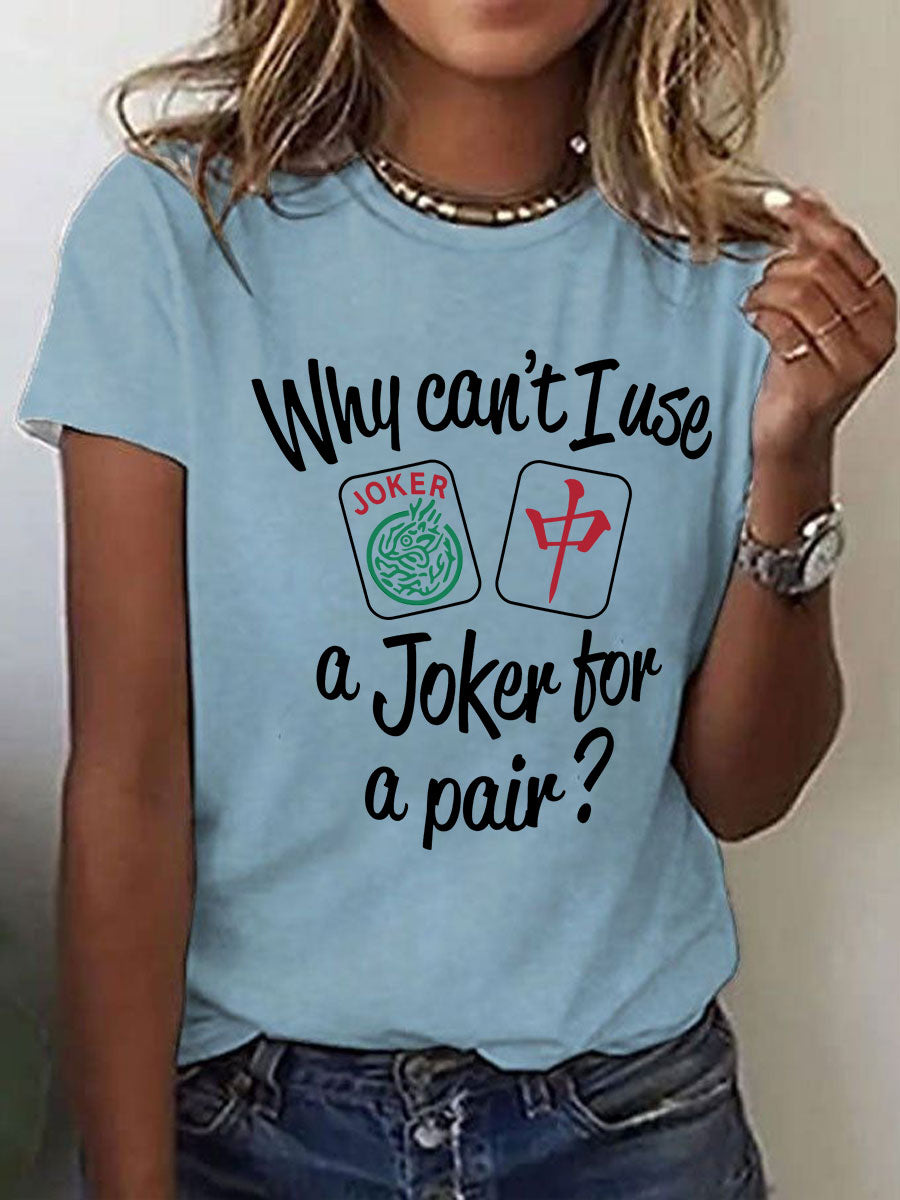 Frauen lustige Mahjong Print T-Shirt