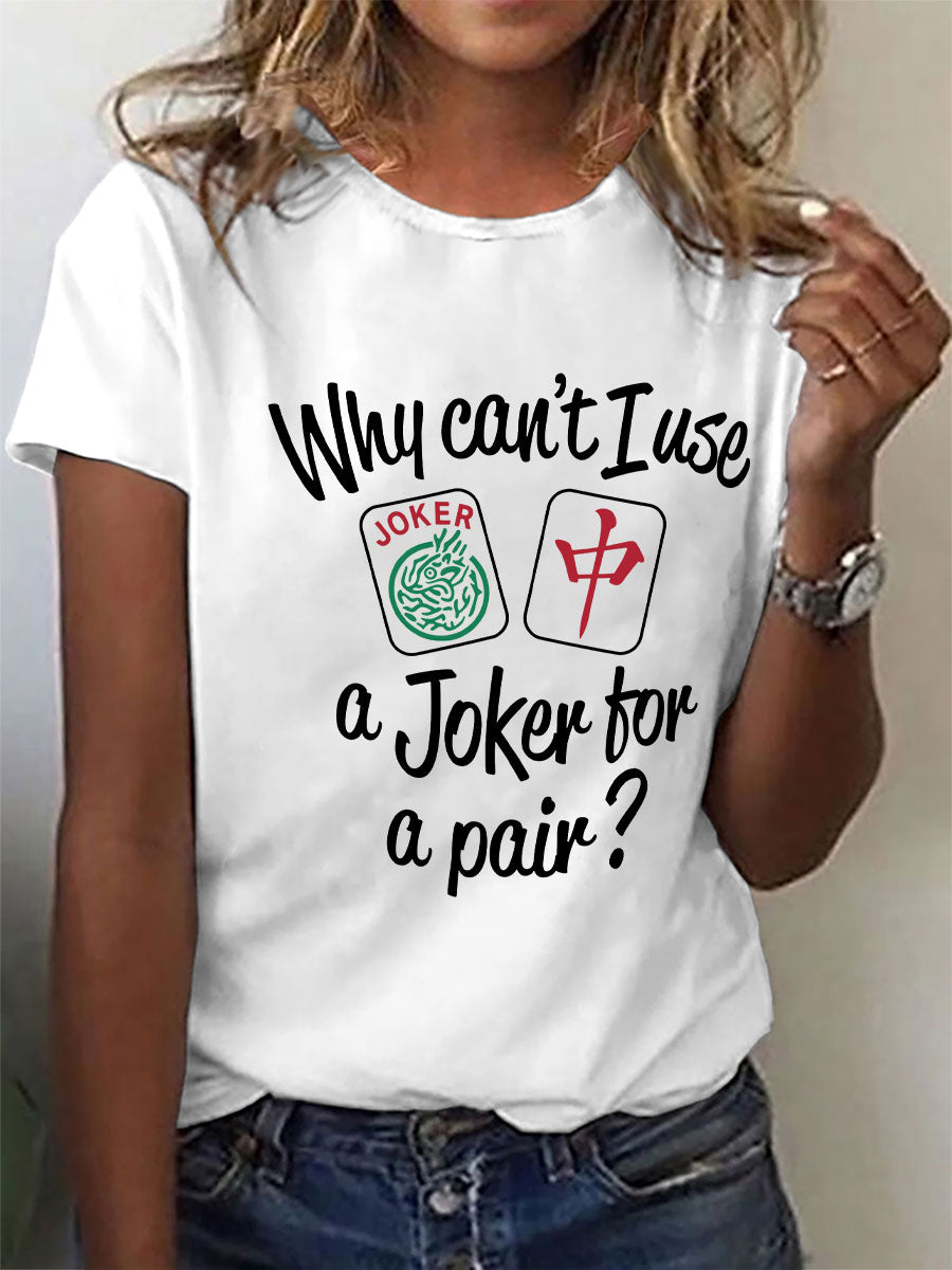 Frauen lustige Mahjong Print T-Shirt