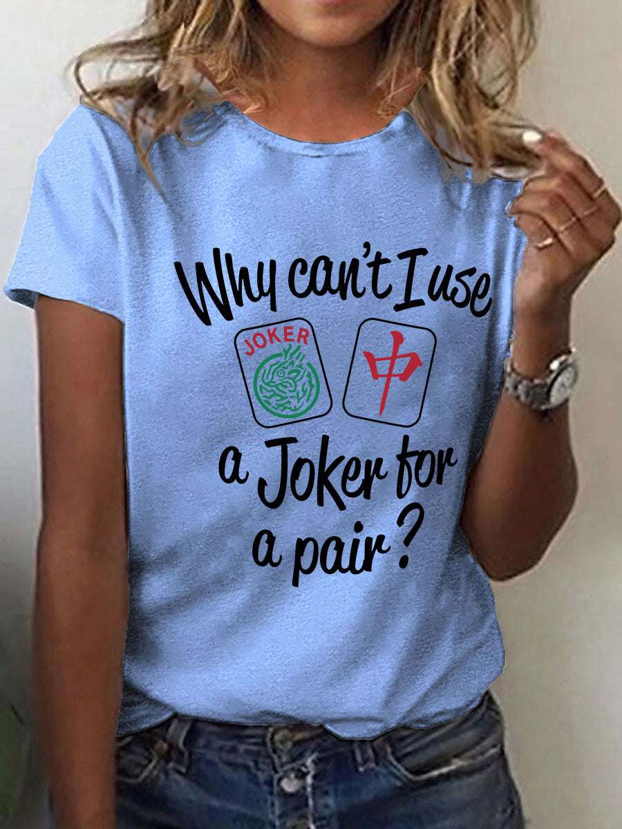 Frauen lustige Mahjong Print T-Shirt