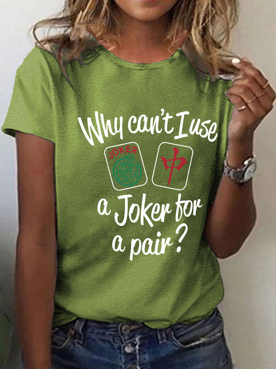 Frauen lustige Mahjong Print T-Shirt