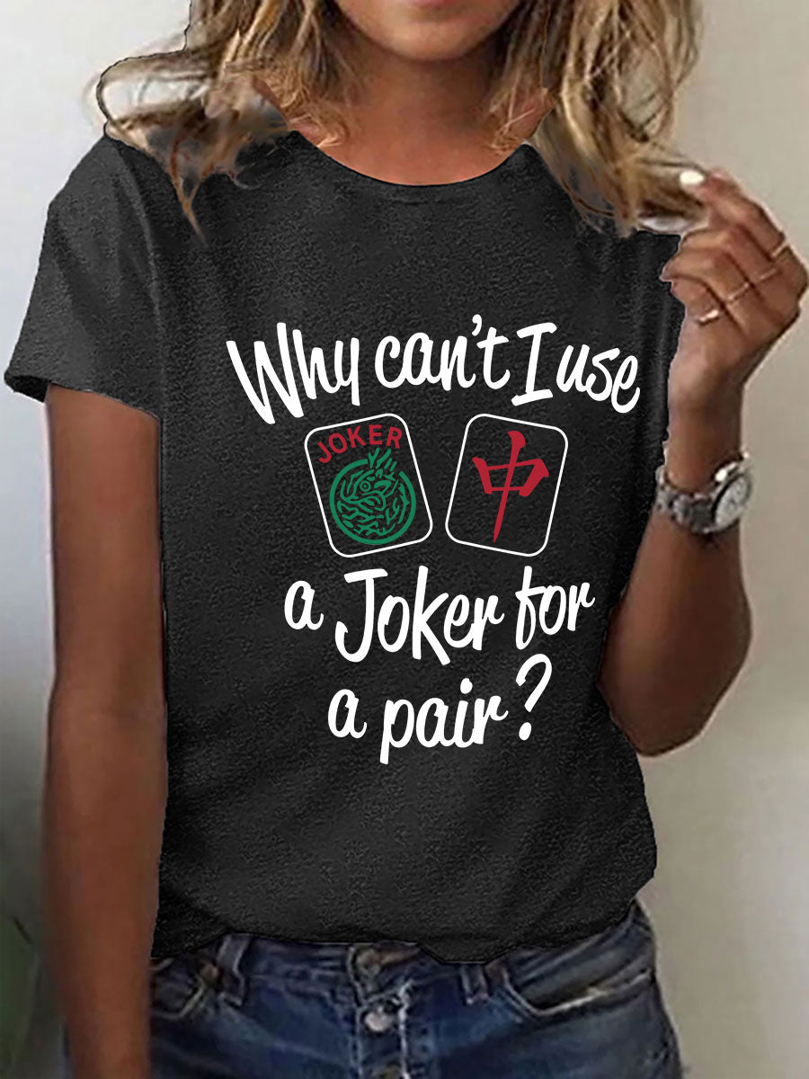 Frauen lustige Mahjong Print T-Shirt