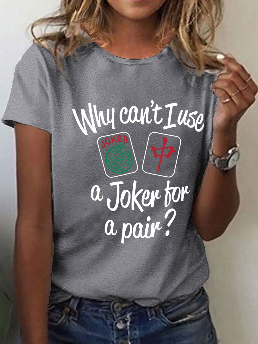 Frauen lustige Mahjong Print T-Shirt