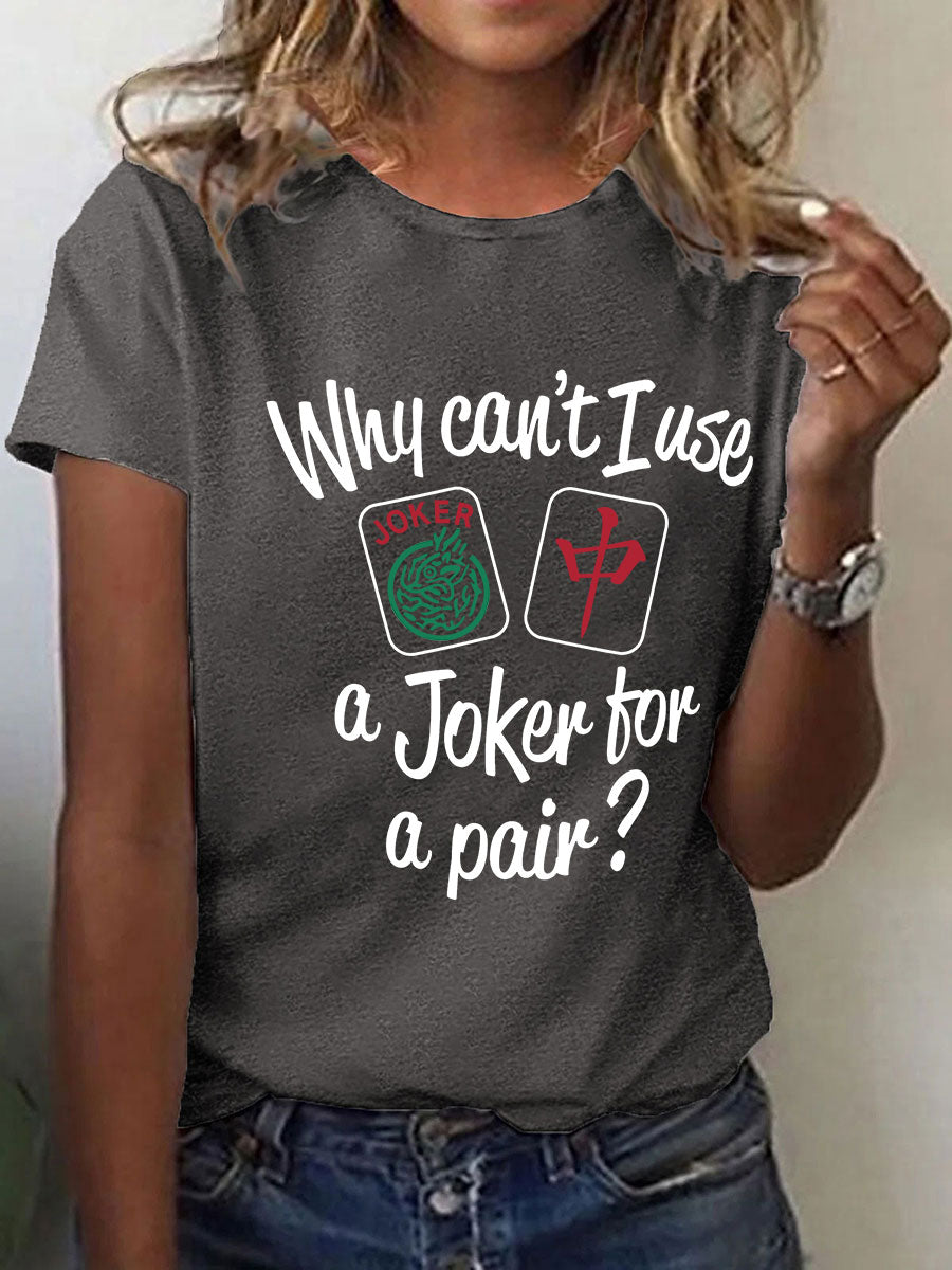 Frauen lustige Mahjong Print T-Shirt