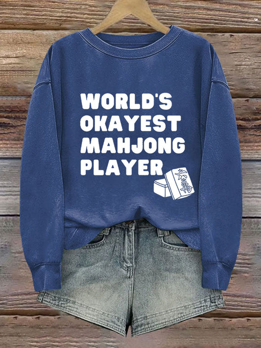 Damen Welten Okayest Mahjong Spieler Bedrucktes Sweatshirt