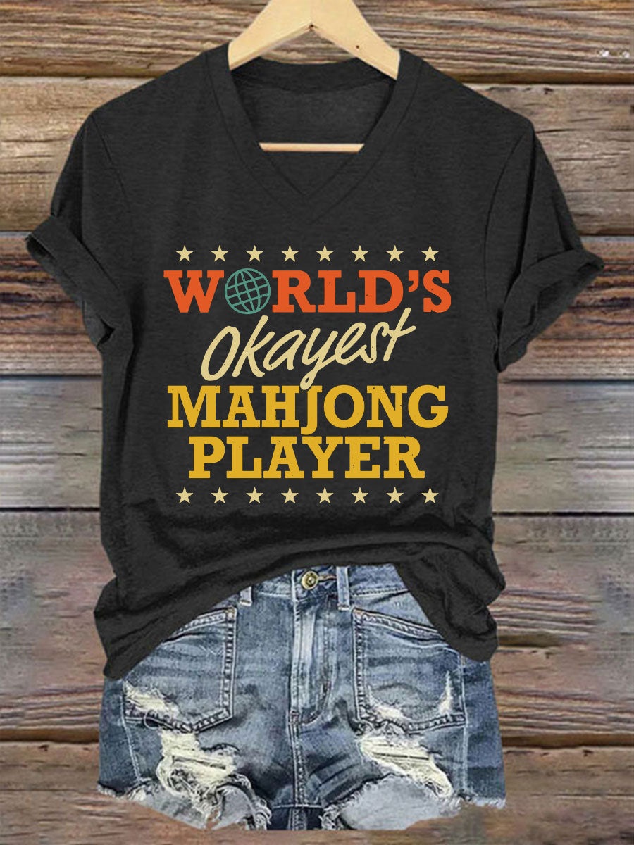 Frauen Welten Okayest Mahjong Spieler gedruckt T-Shirt