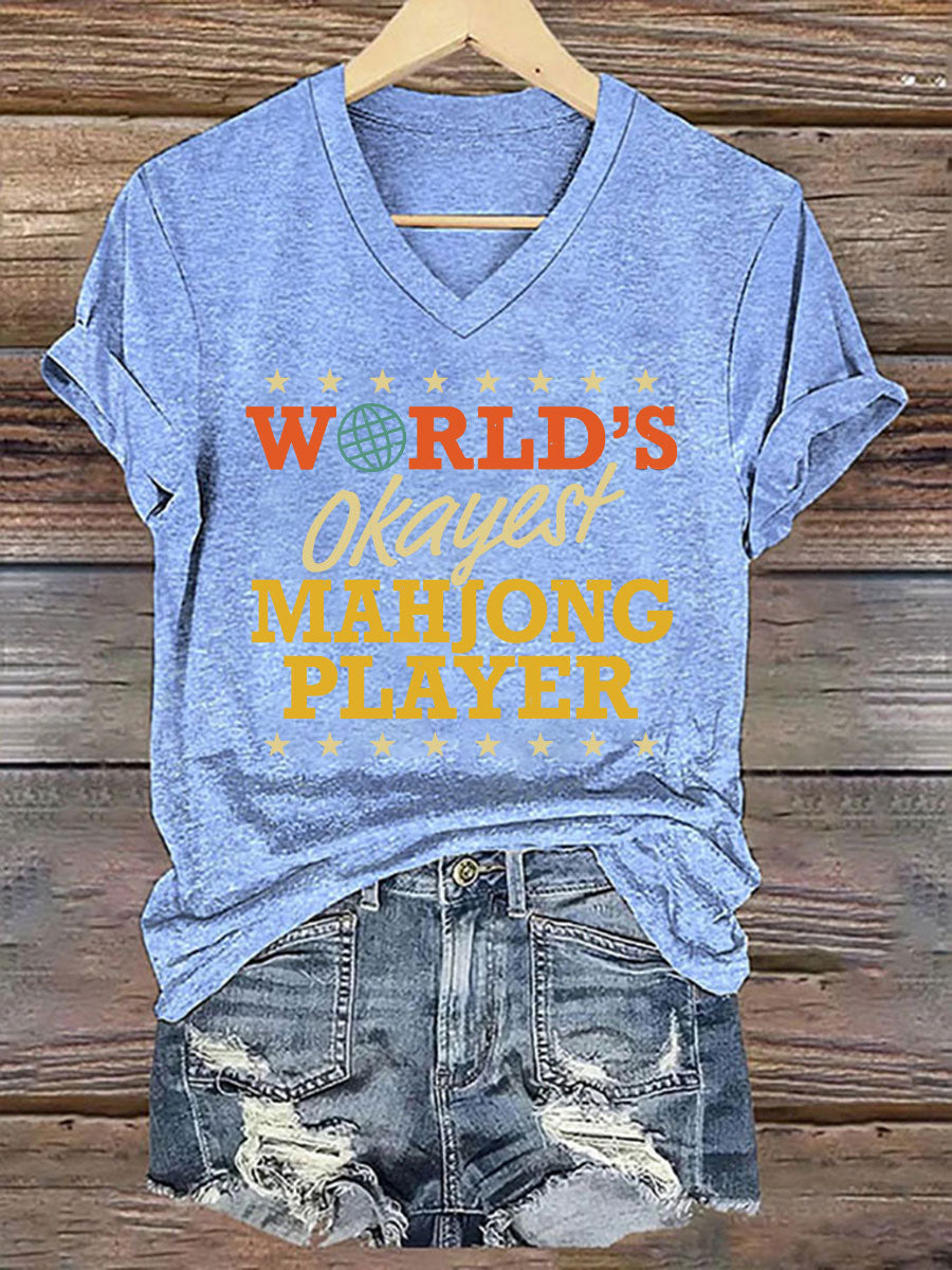 Frauen Welten Okayest Mahjong Spieler gedruckt T-Shirt