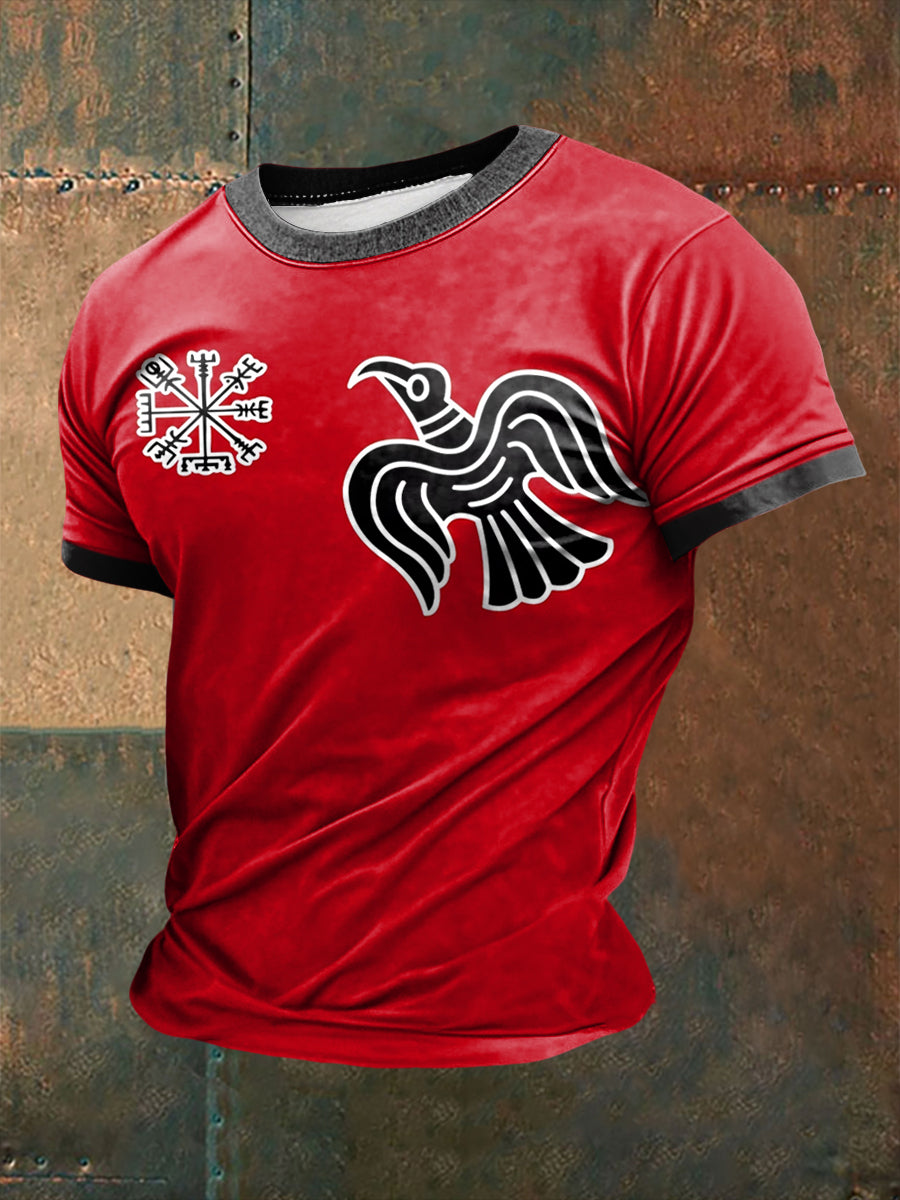 Herren Viking Raven Flagge Bedruckt Kurzarm T-Shirt