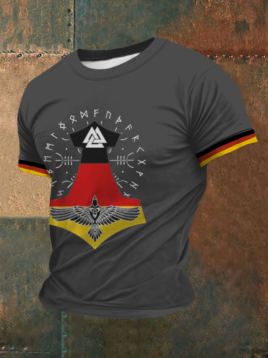 Deutsches Wikinger-Bedrucktes Kurzarm-T-Shirt für Männer