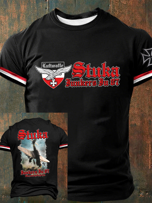Stuka bedrucktes Kurzarm-T-Shirt für Männer
