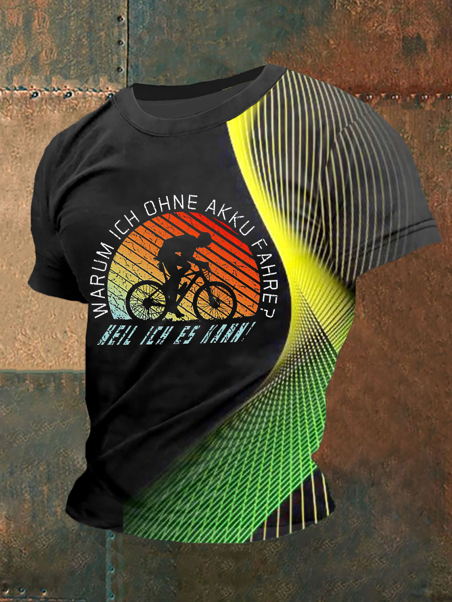 Herren Warum Ich Ohne Akku Fahre T-Shirt mit kurzen Ärmeln