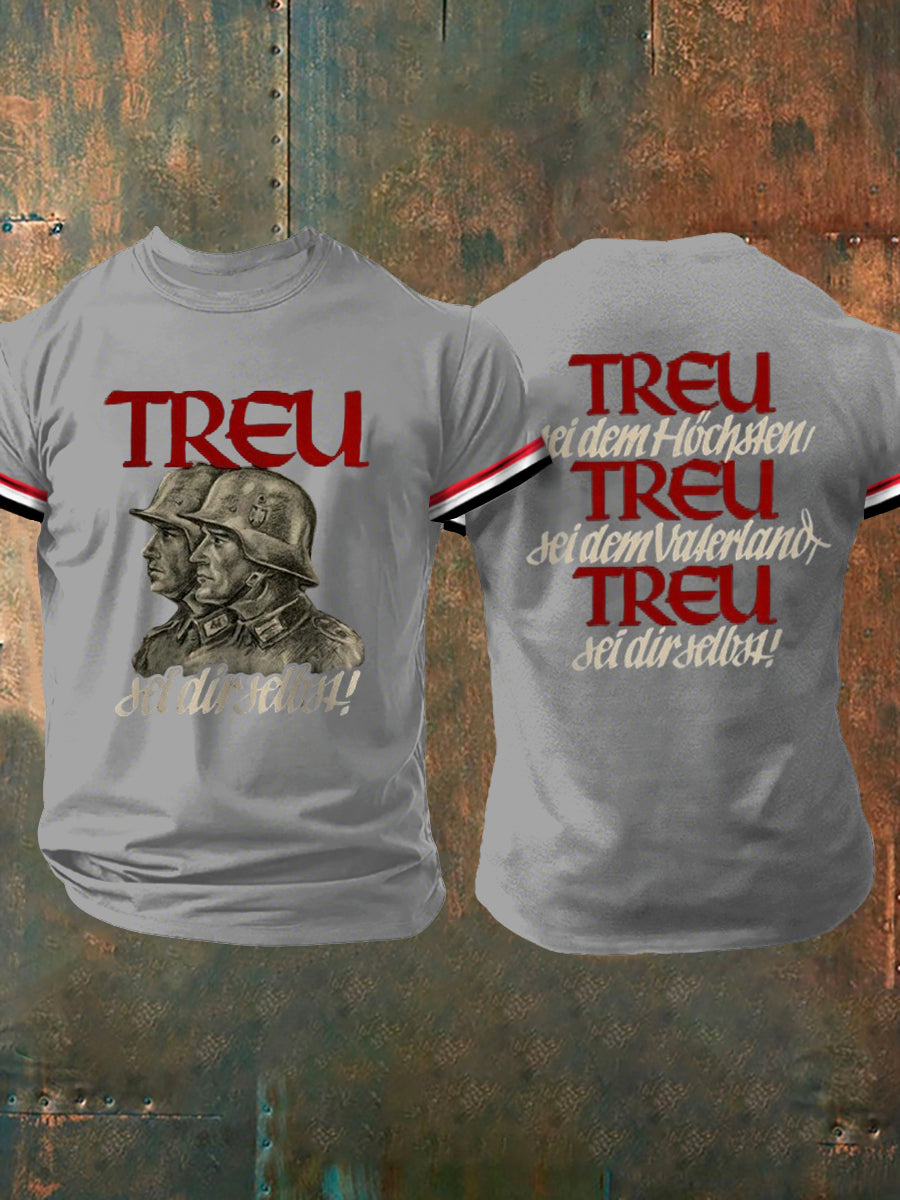 Treu dem Vaterland bedrucktes Kurzarm-T-Shirt für Herren
