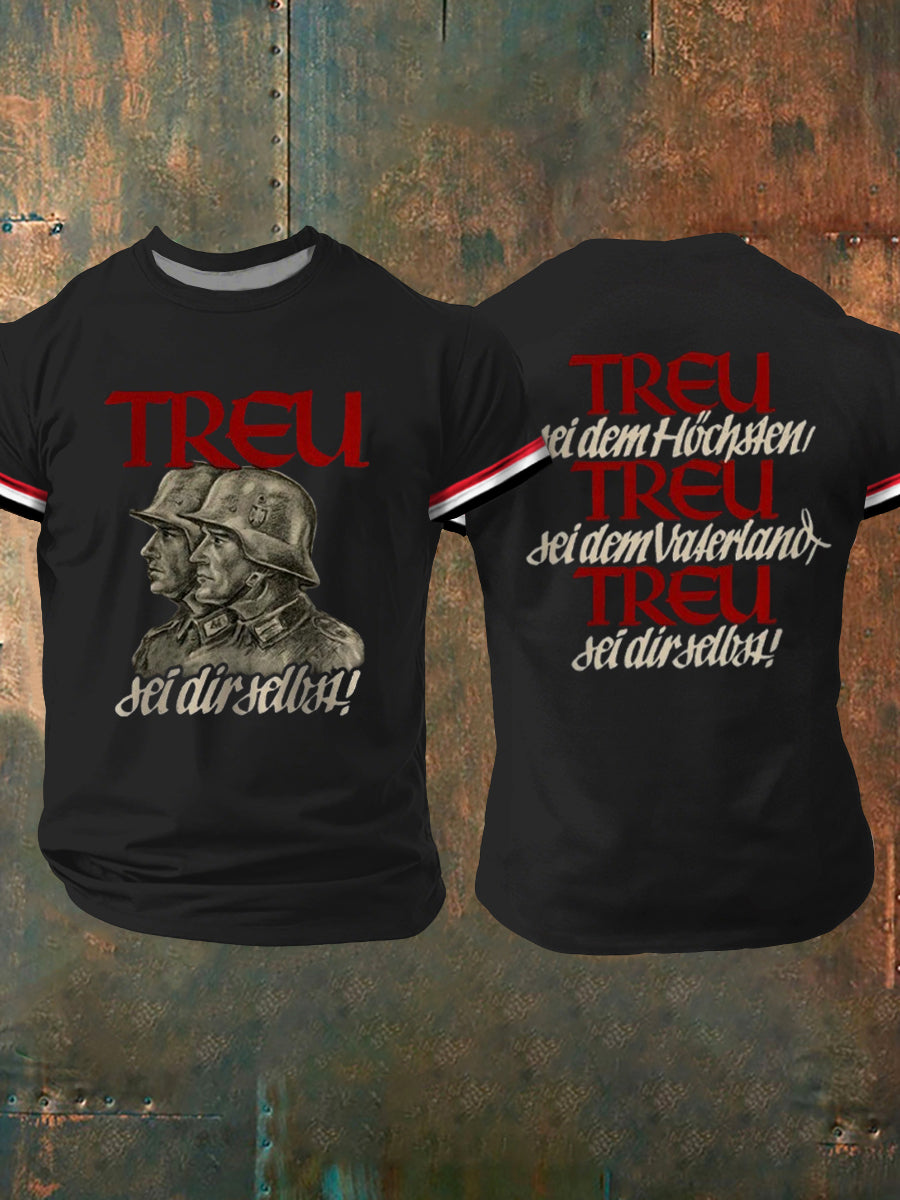 Treu dem Vaterland bedrucktes Kurzarm-T-Shirt für Herren
