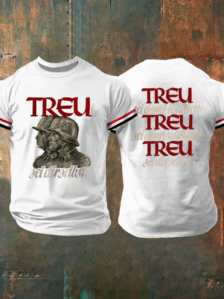 Treu dem Vaterland bedrucktes Kurzarm-T-Shirt für Herren