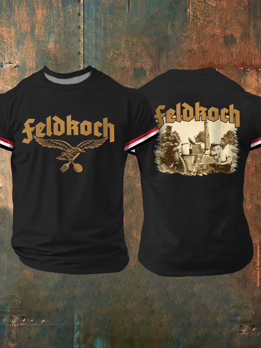 Bedrucktes Kurzarm-T-Shirt für Männer mit Feldkoch