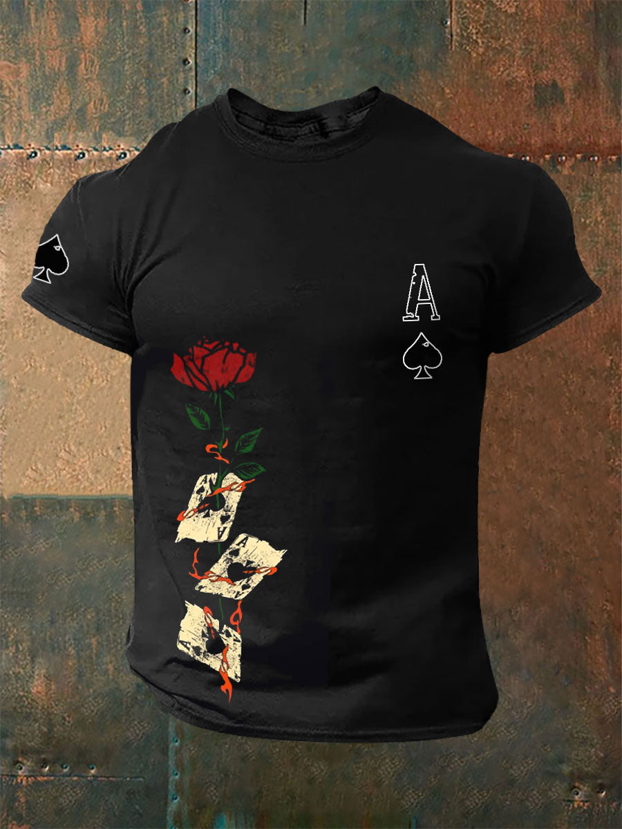 Herren Rose Poker Ace of Pik T-Shirts