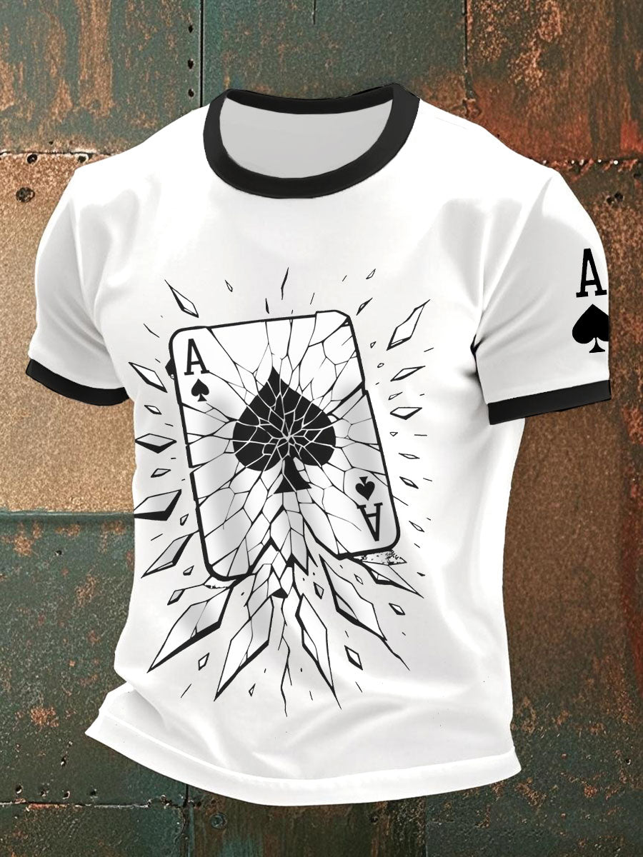 Männer geknackte Ass von Pik T-Shirts