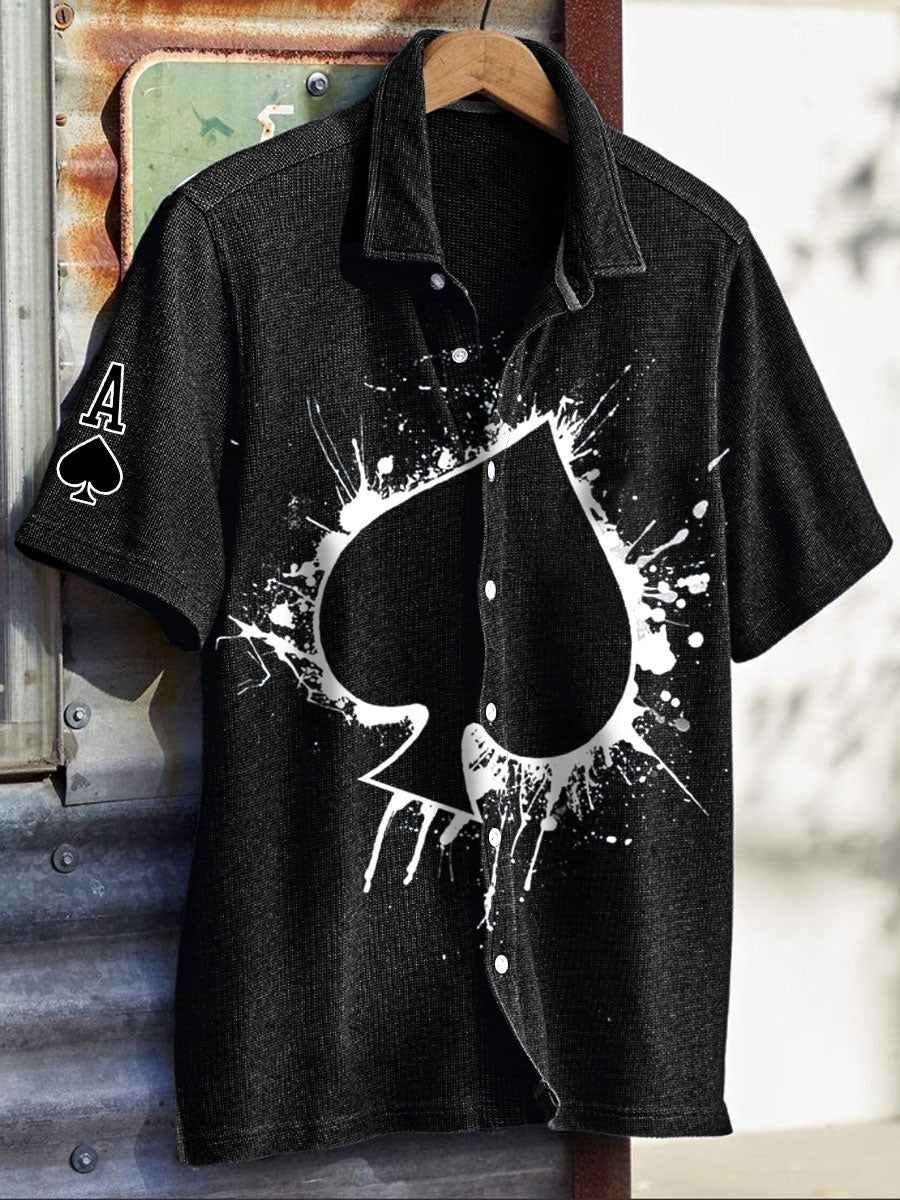 Herren Texas Hold'em Spade A Print Freizeit hemden