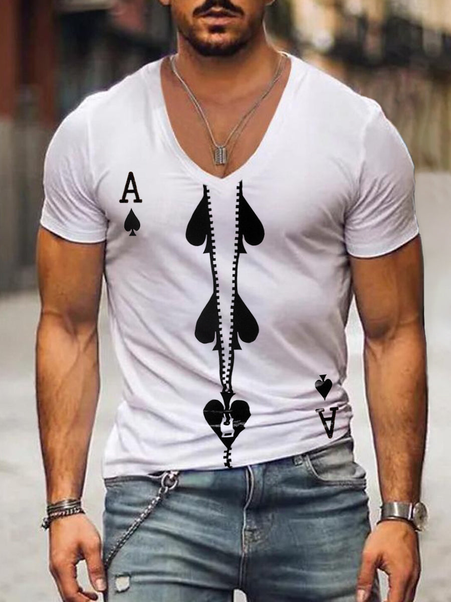 Texas Hold'em inspirierter Kunstdruck T-Shirt für Männer