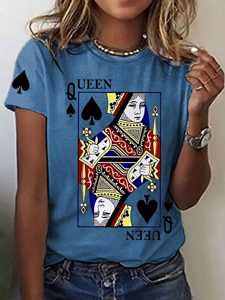 Damen Queen Poker gedruckt lässig T-Shirt