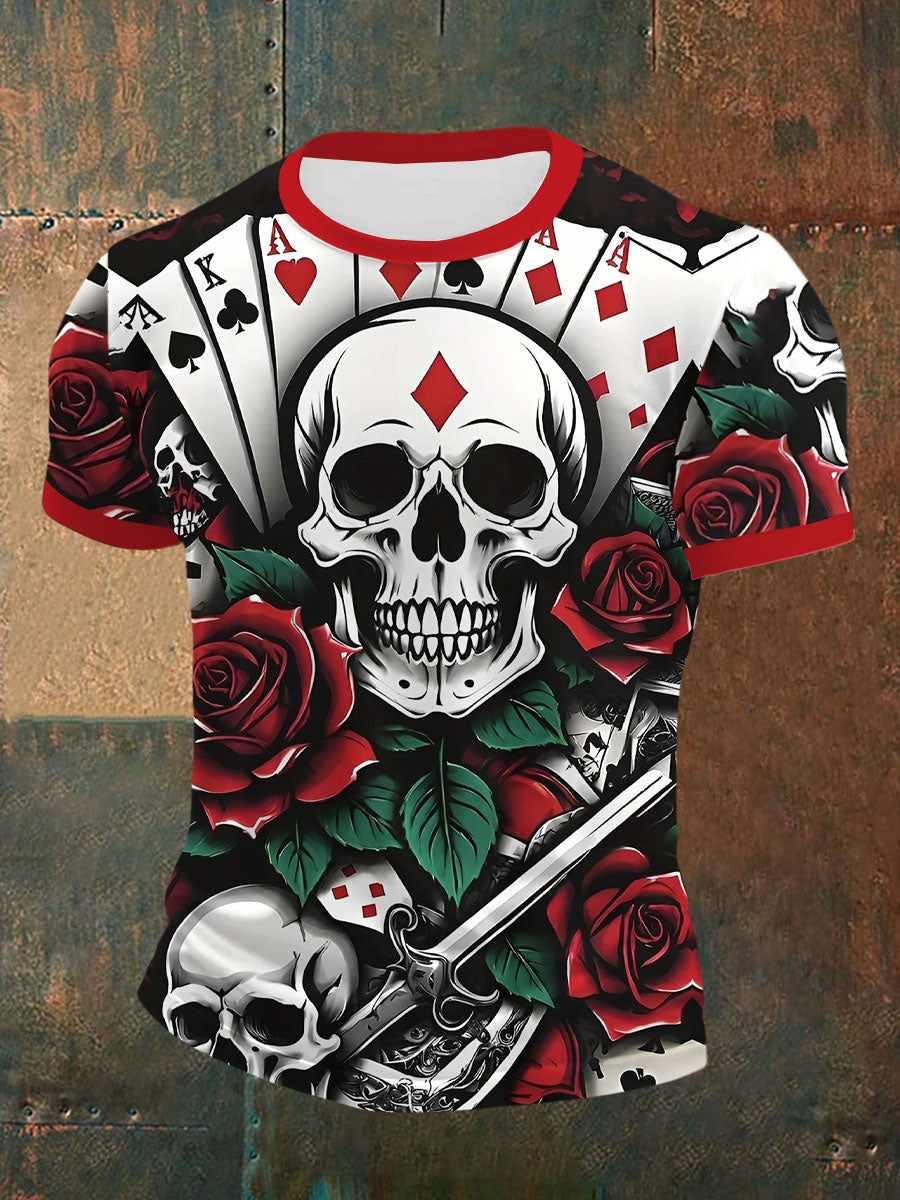 Herren Poker gedruckt lässig T-Shirt