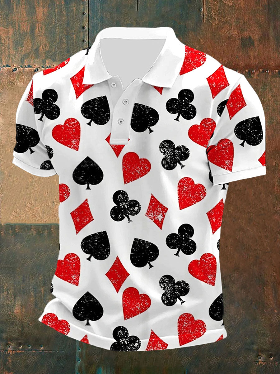 Herren Poker Print Casual Top