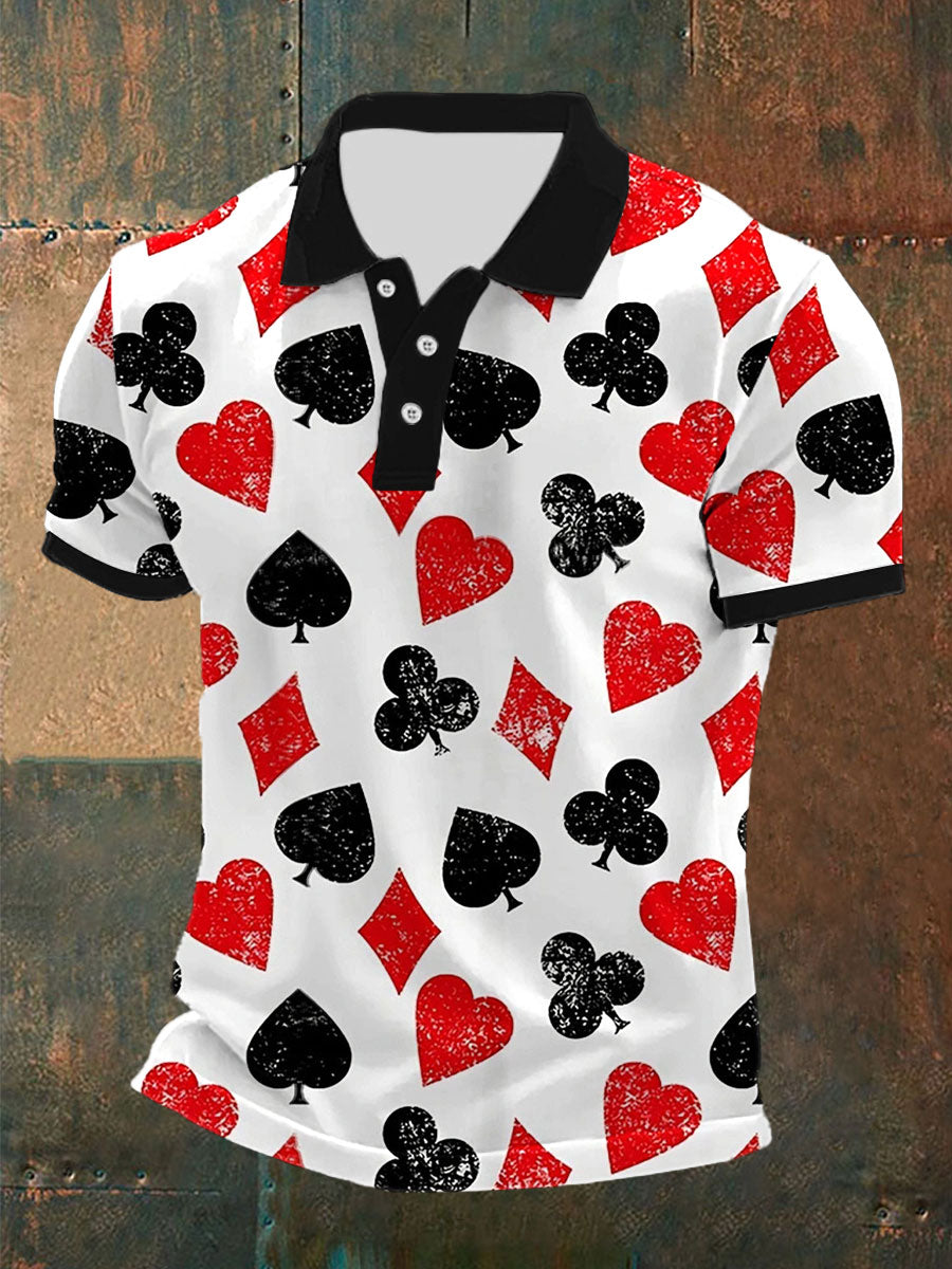 Herren Poker Print Casual Top