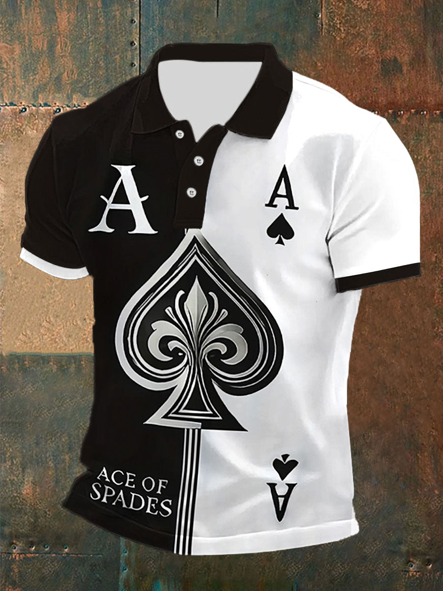 Herren Poker Print Casual Top