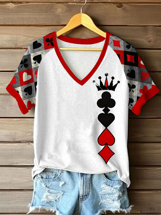 Damen Queen Poker gedruckt lässig T-Shirt